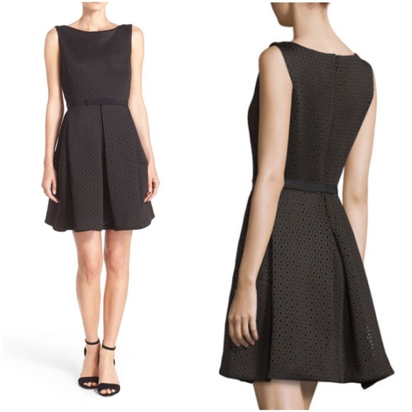 Taylor Dresses Dresses & Skirts - Taylor Laser-Cut Fit & Flare Scuba Dress
